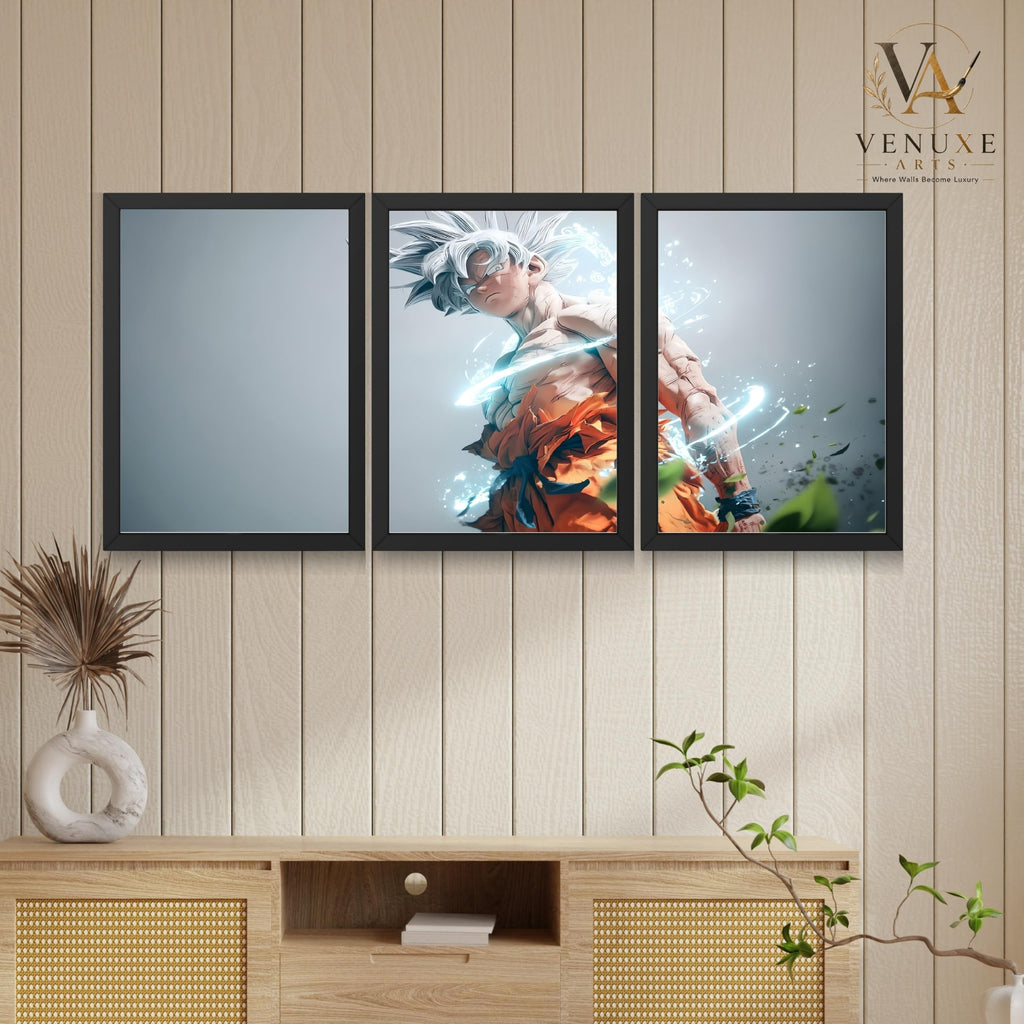 VENUXE ARTS Set Of 3 Anime Characters Wall Framed |Anime Characters Framed Poster for Living Room Bedroom Gaming Room Studio Wall Decor