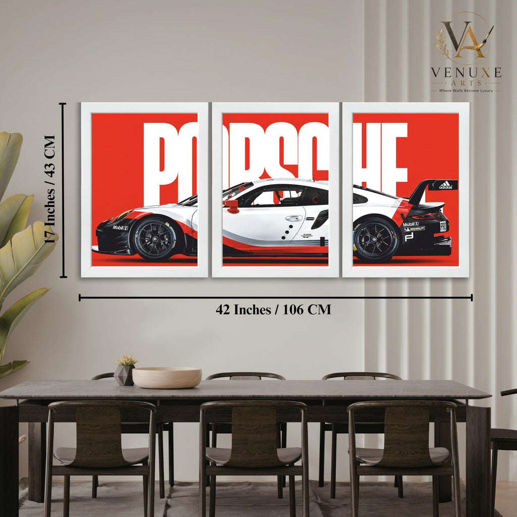 VENUXE ARTS Set Of 3 Big Sports Cars Framed Posters Gift Items for Boys Room Wall Decoration Bedroom Living Room Office Studio Décor | Car Poster Frame for Wall Décor