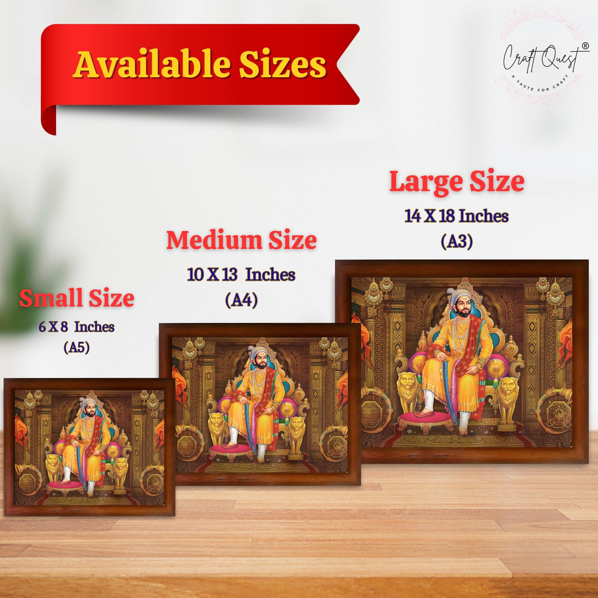 CRAFT QUEST Chhatrapati Shivaji Maharaj Wall Photo Frame | Lightweight | Home Decoration Item | Indian Historic Classic Painting Wall Art Best Gifting Option