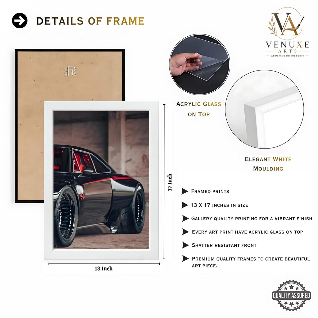 VENUXE ARTS Set Of 3 Big Sports Cars Framed Posters Gift Items for Boys Room Wall Decoration Bedroom Living Room Office Studio Décor | Car Poster Frame for Wall Décor