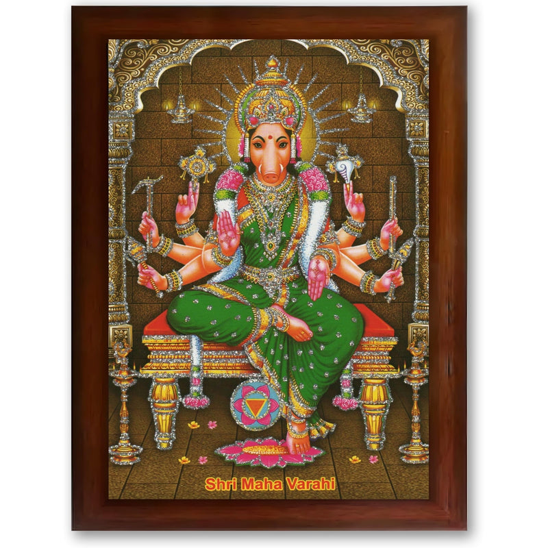 CRAFT QUEST Varahi Amman Photo Varahi Wall Painting Photo Frame With Acrylic Glass| South Devi God Frame for Home, Office, Temple & Gifting