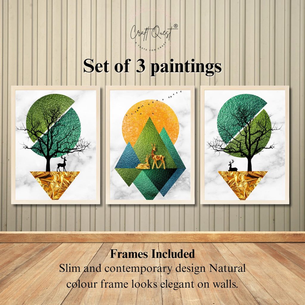 CRAFT QUEST Modern Art Abstract Wall Art | Set of 3 Frames for Home Decoration | Ideal for Living Room, Bedroom & Offices