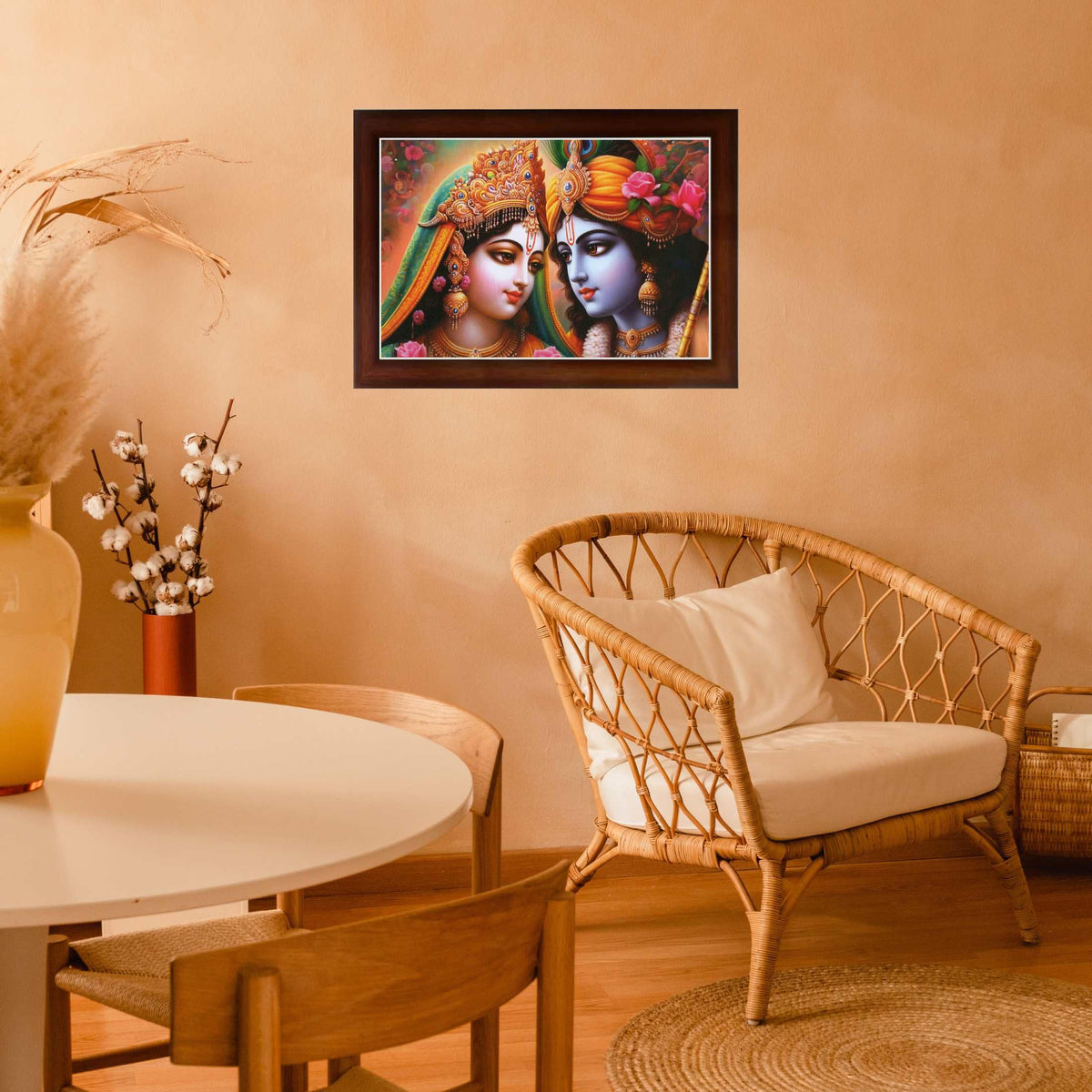 CRAFT QUEST Radha Krishna Art Photo Framed Painting for Home and Bedroom Wall Decoration of Size 14X10 Inches with Frame And Acrylic Glass RK210