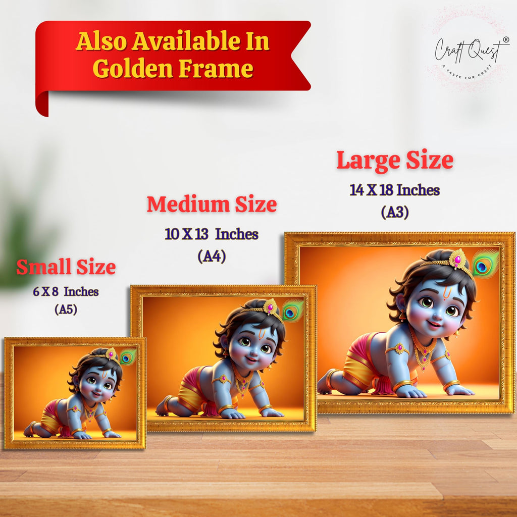 CRAFT QUEST Shri Bal Gopal Painting | Krishna Photo Frames for Walls, Home, Living Room and Home Décor