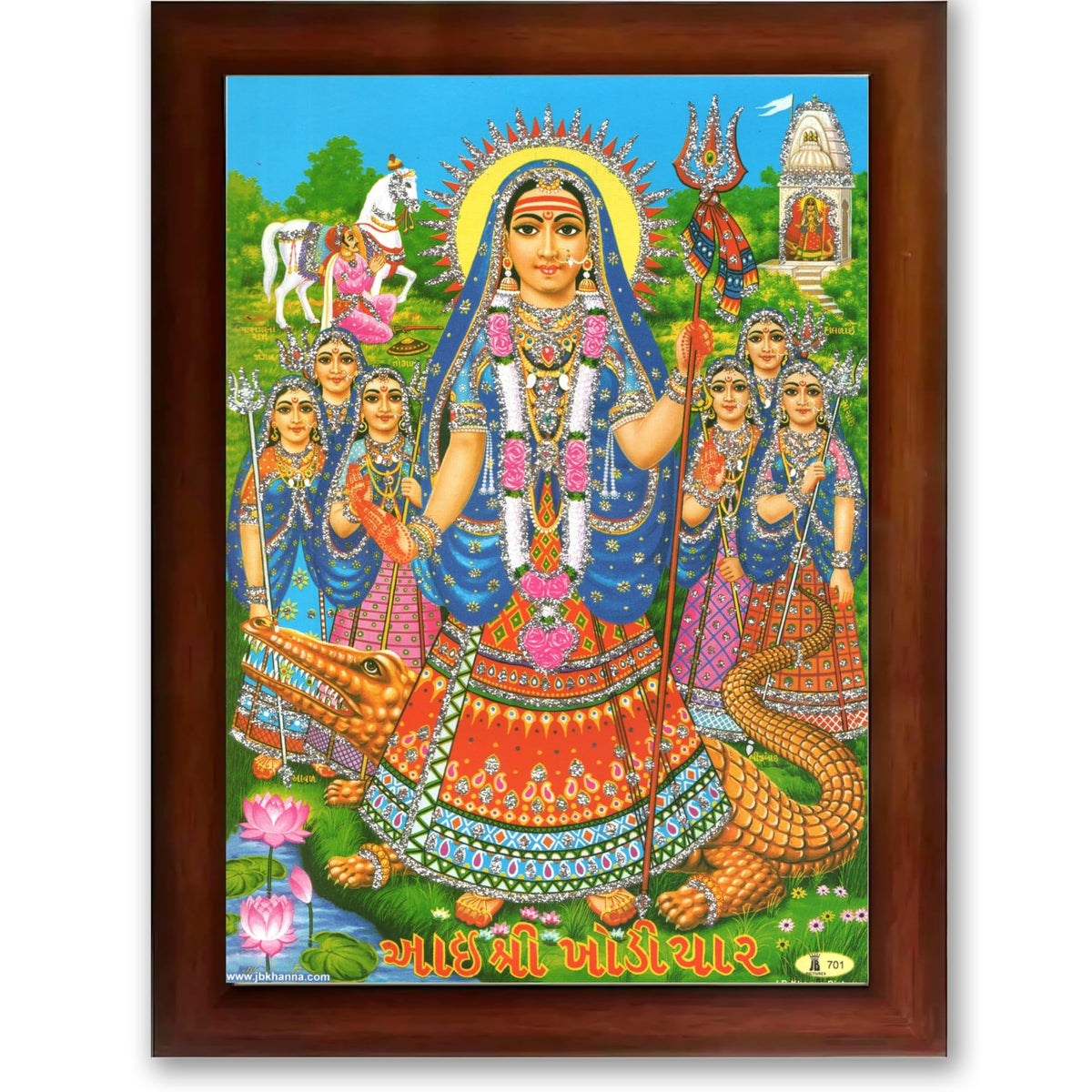 CRAFT QUEST Khodiyar Maa Mata Wall Painting Framed Home Décor wooden frame