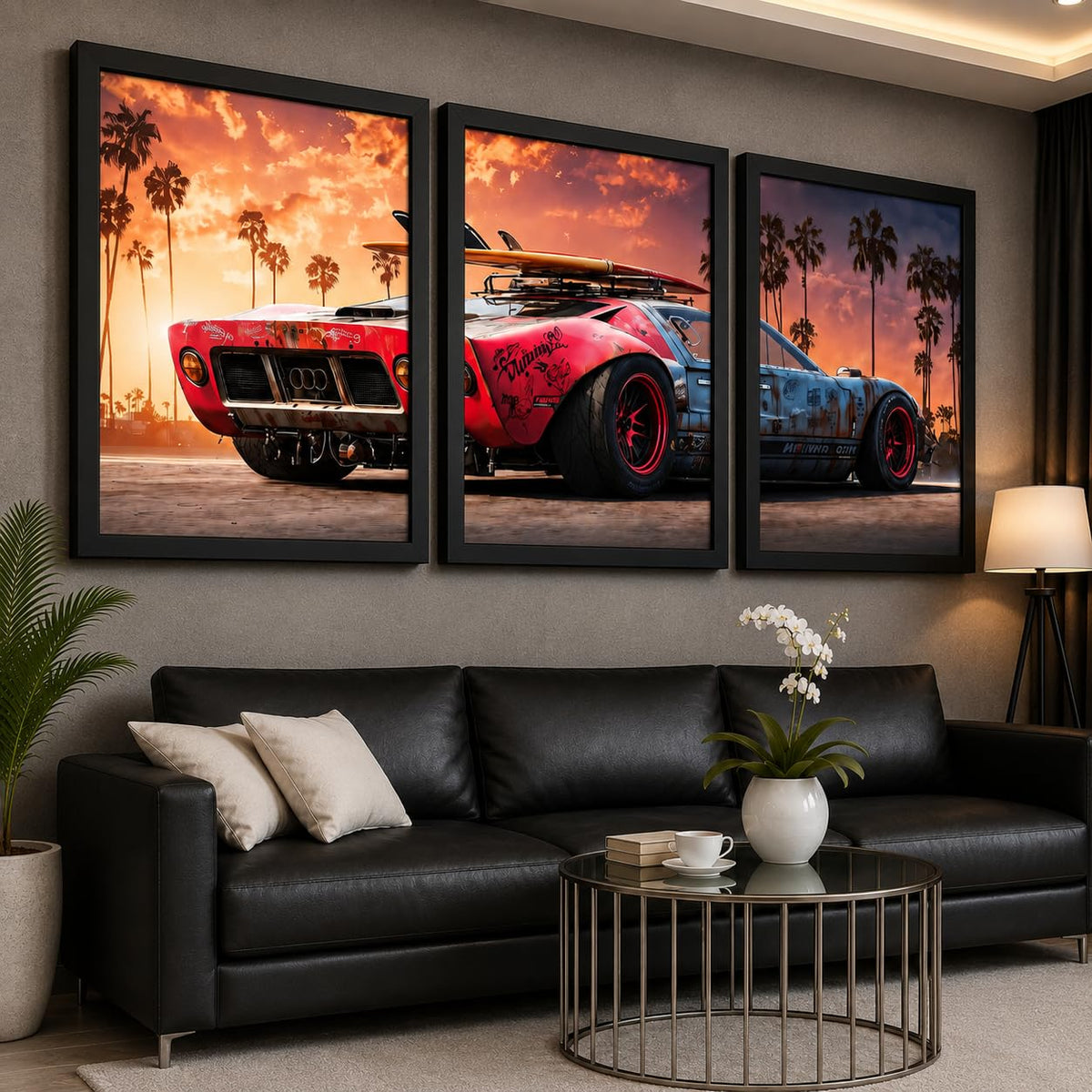 VENUXE ARTS Set Of 3 Big Sports Cars Framed Posters Gift Items for Boys Room Wall Decoration Bedroom Living Room Office Studio Décor | Car Poster Frame for Wall Décor