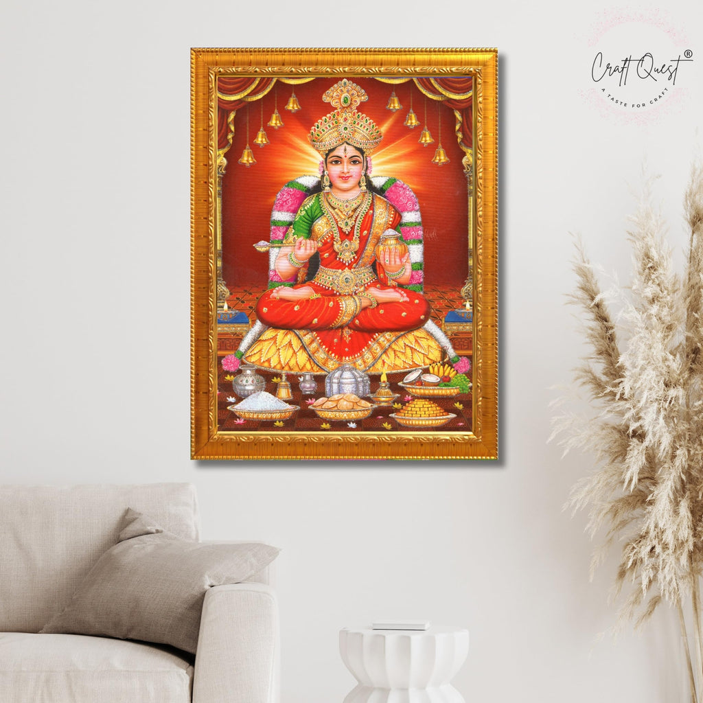 CRAFT QUEST Mata Annapurna Devi Photo for Kitchen Maa Wall Painting Framed Home Décor