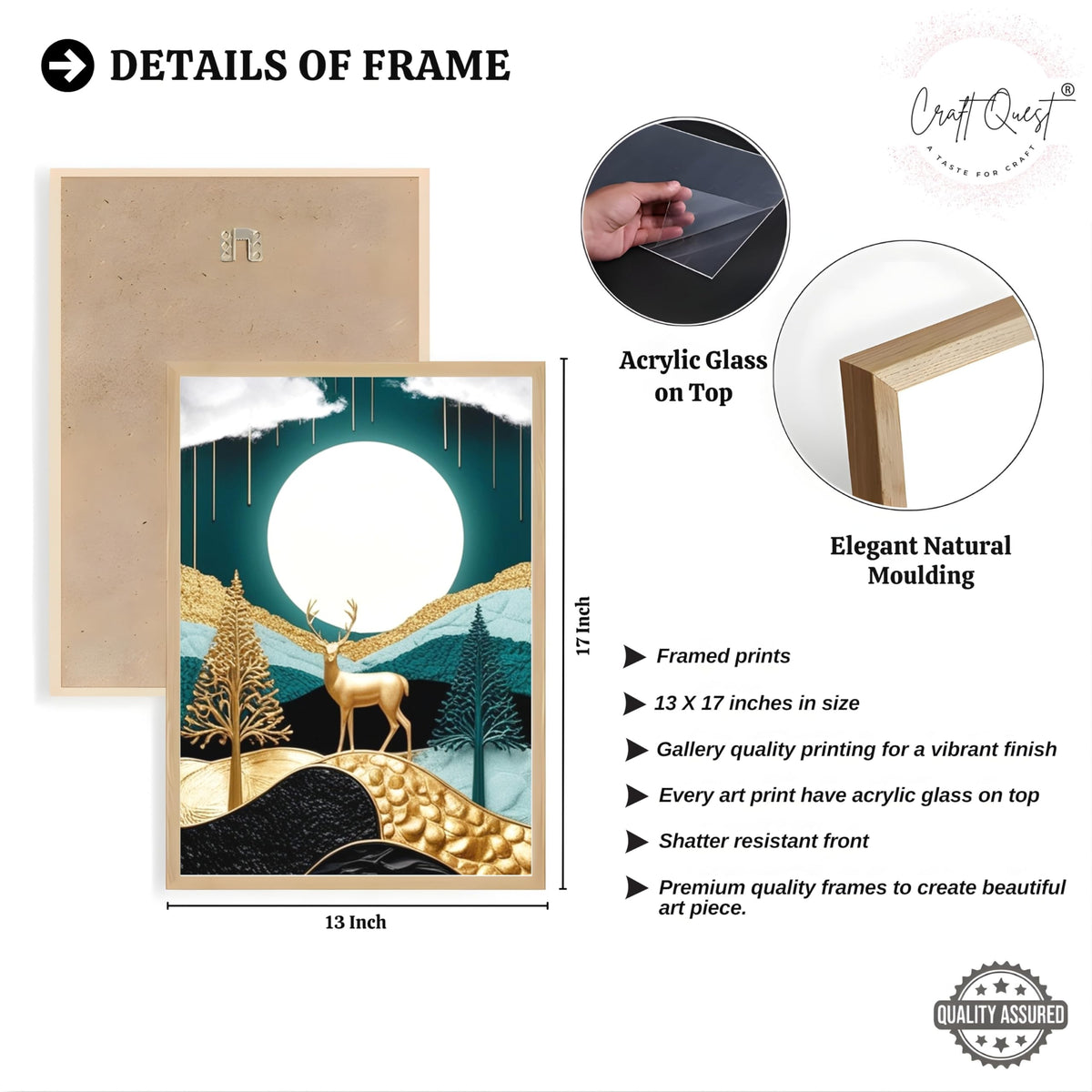 CRAFT QUEST Modern Art Luxury Landscape Wall Art | Set of 3 Frames for Home Decoration | Ideal for Living Room, Bedroom & Offices