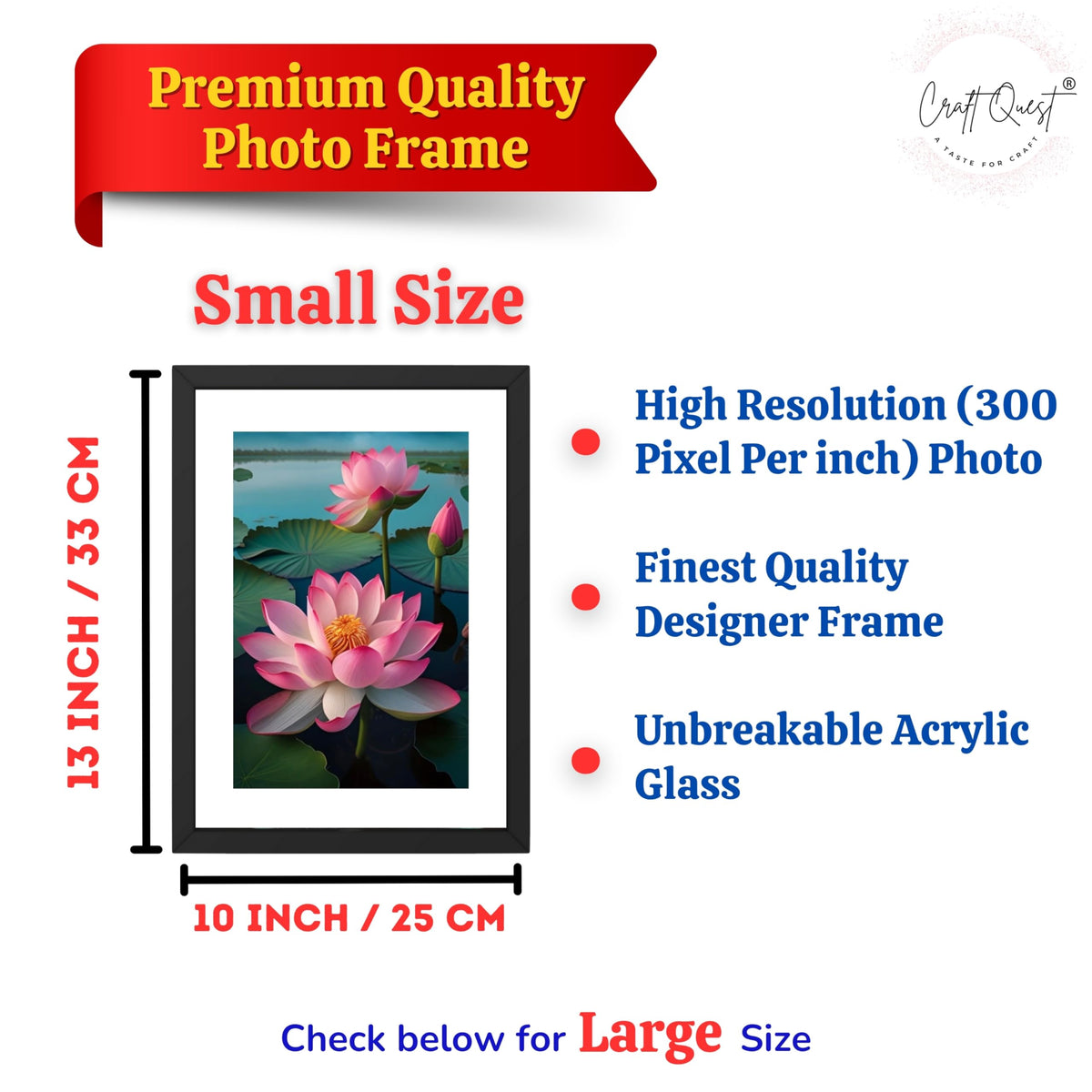 CRAFT QUEST Lotus Photo Frame Wall Vastu,Lotus Flower, Kamal Phool Painting for Vastu | Paintings for Home Decoration, Living room, and Office Décor