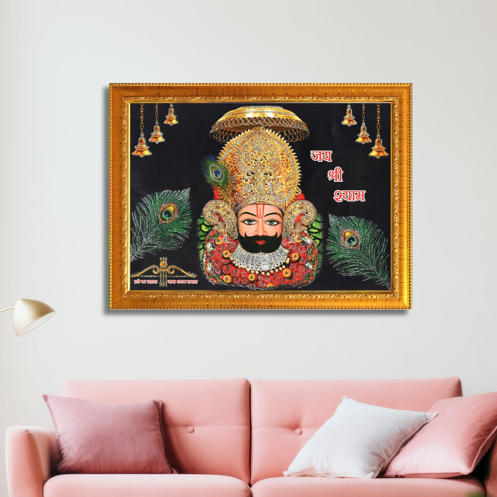 CRAFT QUEST Khatu Shyam Ji | Shyam Baba | Hare Ka Sahara Khatu Shyam Hamara Photo Frame Wall Painting For Home Decoration And Gifting