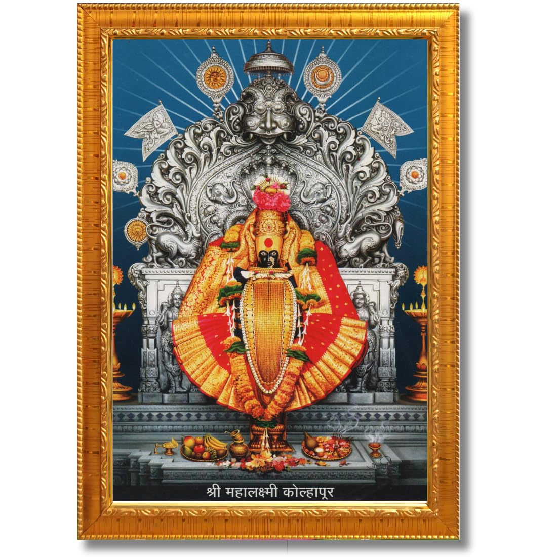 CRAFT QUEST Goddess MahaLakshmi Devi Kolhapur Wall Painting Frame with Acrylic glass Home Decor