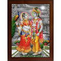 Craft Quest Radha Krishna Sparkle Coated Home Decorative Gift Item Framed Painting (10 X 14 Inches, Brown) RK1013-15