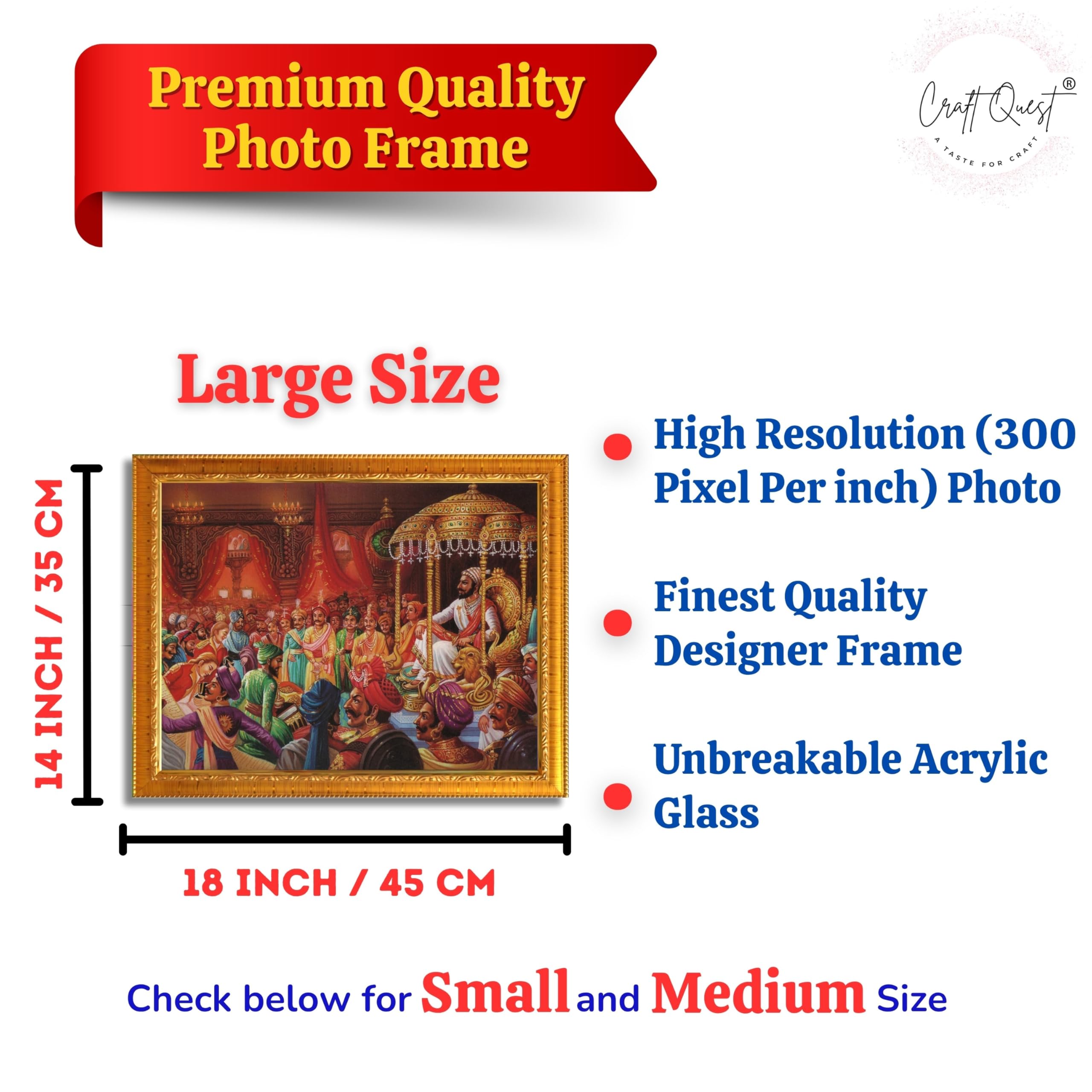 CRAFT QUEST Chattrapati Shivaji Maharaj Wall Photo Frame | For Living, Pooja Room | Home Decoration Item | Best Gifting Option