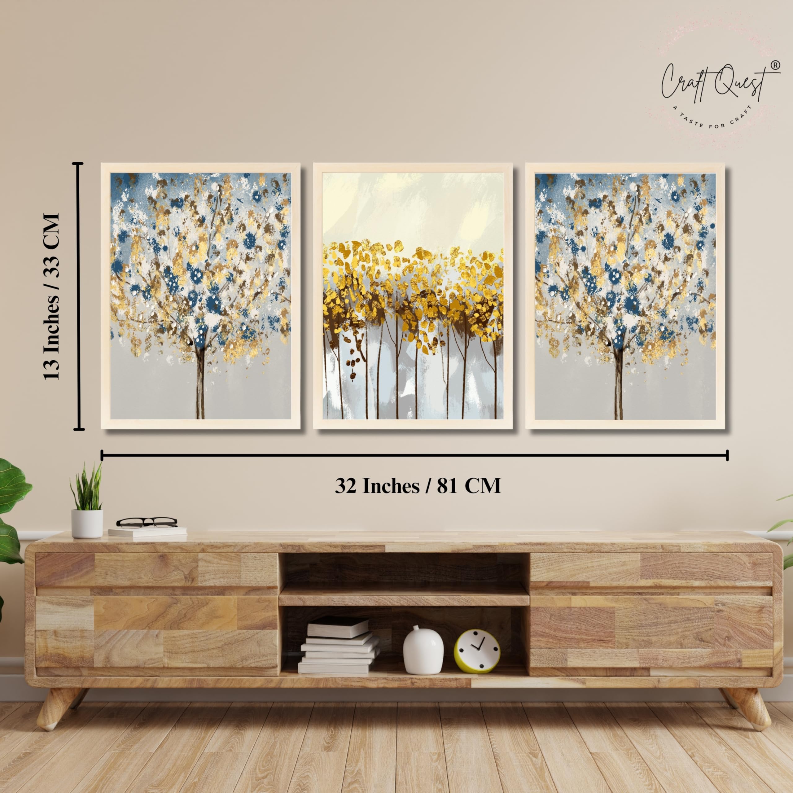 CRAFT QUEST Modern Art 3 SET Paintings Wall Art | Set of 3 Frames for Home Decoration | Ideal for Living Room, Bedroom & Offices