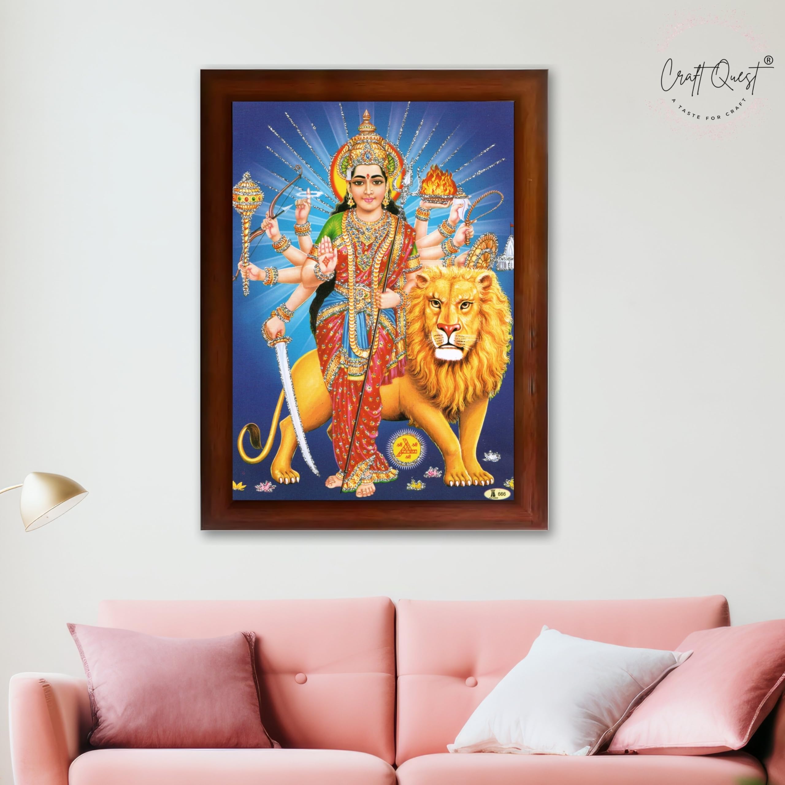 CRAFT QUEST Durga Maa MataJi Goddess Navdurga Wall Painting Framed Home and Pooja Décor