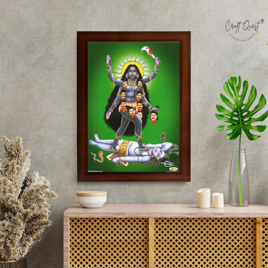 CRAFT QUEST Mahakali Kali Mata Ji Shiv Shiva Wall Painting Framed Home Decor