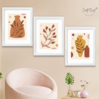 CRAFT QUEST Wall Art Decor Paintings | Set of 3 BOHO Wall Art Frames for Home Decoratio | Ideal for Living Room, Office & Bedrooms