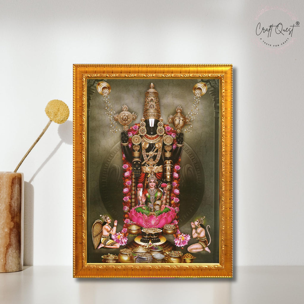 CRAFT QUEST Venkateshwara Tirupati Balaji Lakshmi venkateshwer Swamy Wall Photo Frame For Home, Temple, Pooja, Wall Décor Item