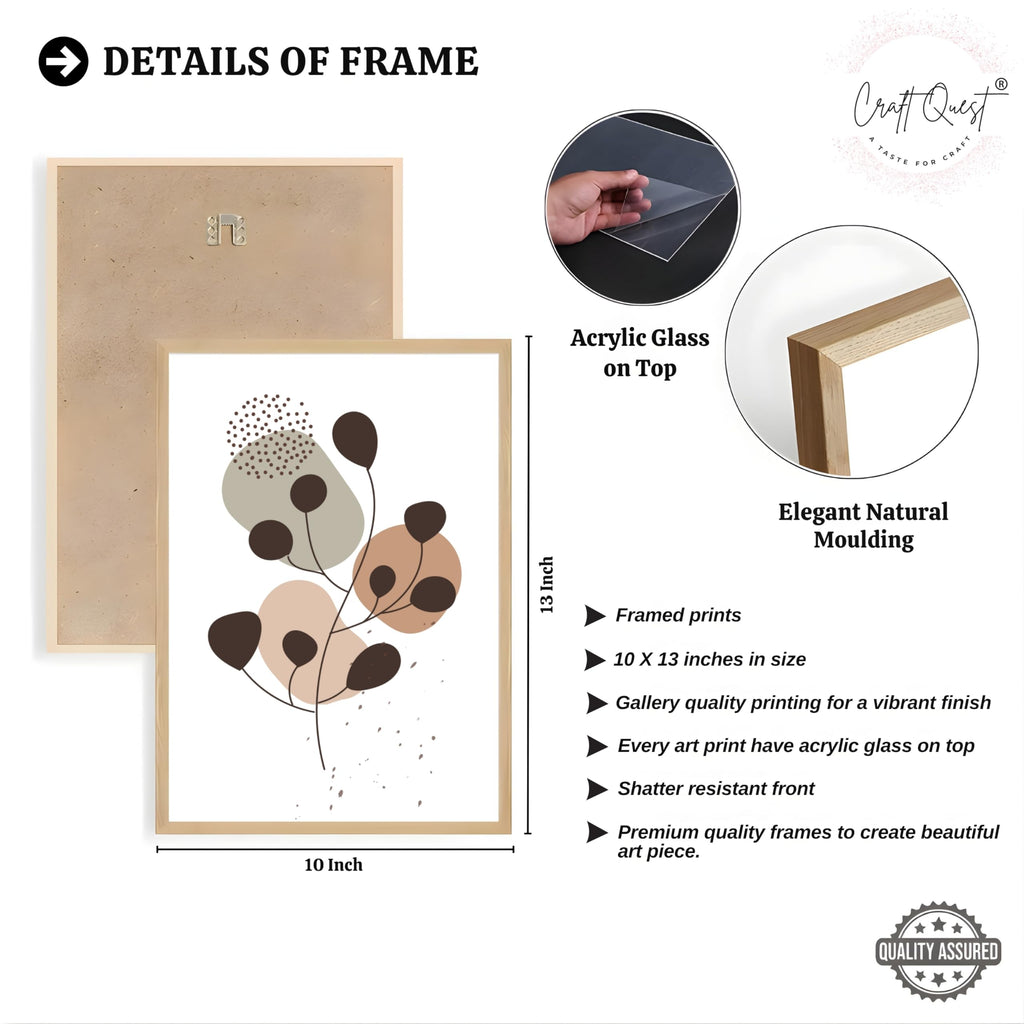 CRAFT QUEST Wall Art Decor Paintings | Set of 3 BOHO Wall Art Frames for Home Decoratio | Ideal for Living Room, Office & Bedroom