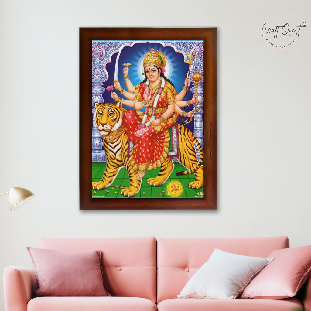 CRAFT QUEST Durga Mata Nav Navdurga Wall Painting Framed Home and Office Decor Items