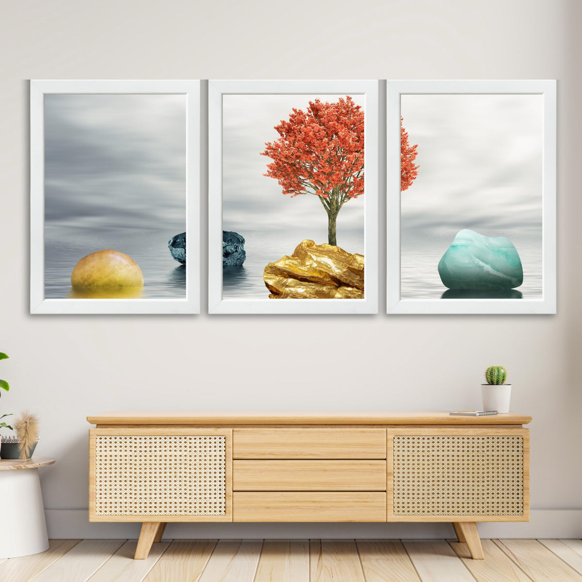CRAFT QUEST Abstract Three Figure Modern Art | Set of 3 Frames for Home Decoration | Ideal for Living Room, Bedroom & Offices