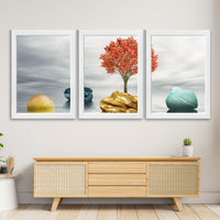 CRAFT QUEST Abstract Three Figure Modern Art | Set of 3 Frames for Home Decoration | Ideal for Living Room, Bedroom & Offices