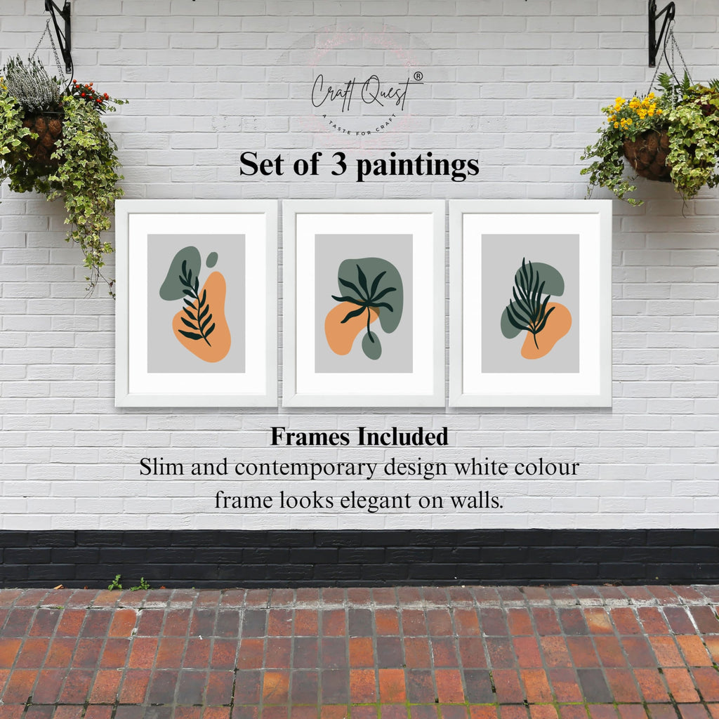 CRAFT QUEST Wall Art Decor Paintings | Set of 3 BOHO Wall Art Frames for Home Decoratio | Ideal for Living Room, Office & Bedroom