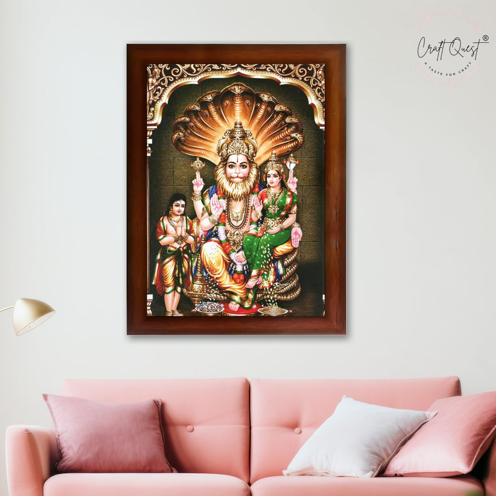 CRAFT QUEST Lakshmi Narasimha Swamy Lord Narsingh Bhagwan Photo Framed | Acrylic Glass, Lightweight | Ideal for Home, Office, Temple & Puja Room, Wall Decor