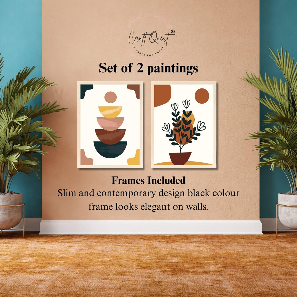 CRAFT QUEST Wall Art Decor Paintings | Set of 2 Wall Art Frames for Home Decoration | Ideal for Living Room, Bedroom & Office (Style 117)