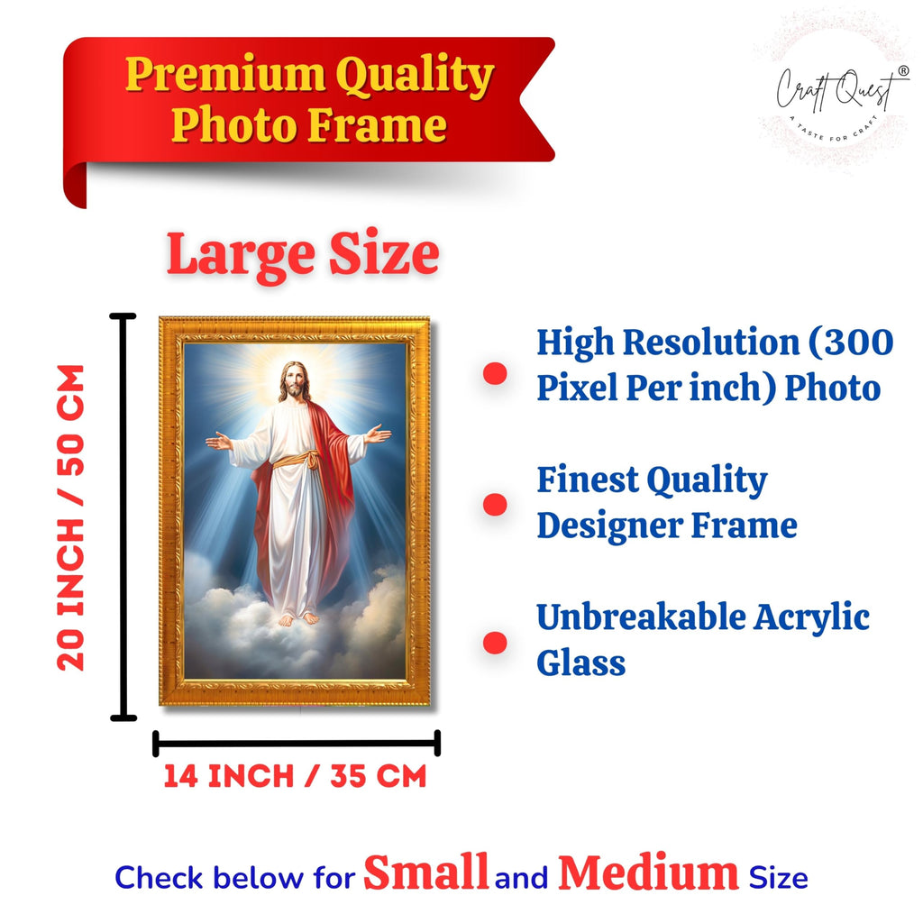 CRAFT QUEST Jesus Christ Wall Artwork Photo Frame Spiritual Christian Wall Décor Item for Room and Prayer