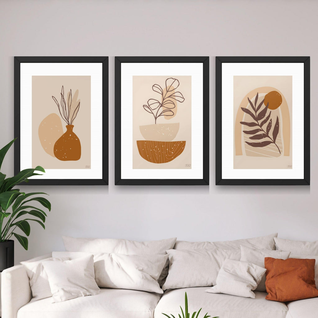 CRAFT QUEST Wall Art Decor Paintings | Set of 3 FLORAL Wall Art Frames for Home Decoration | Ideal for Living Room, Bedroom & Offices