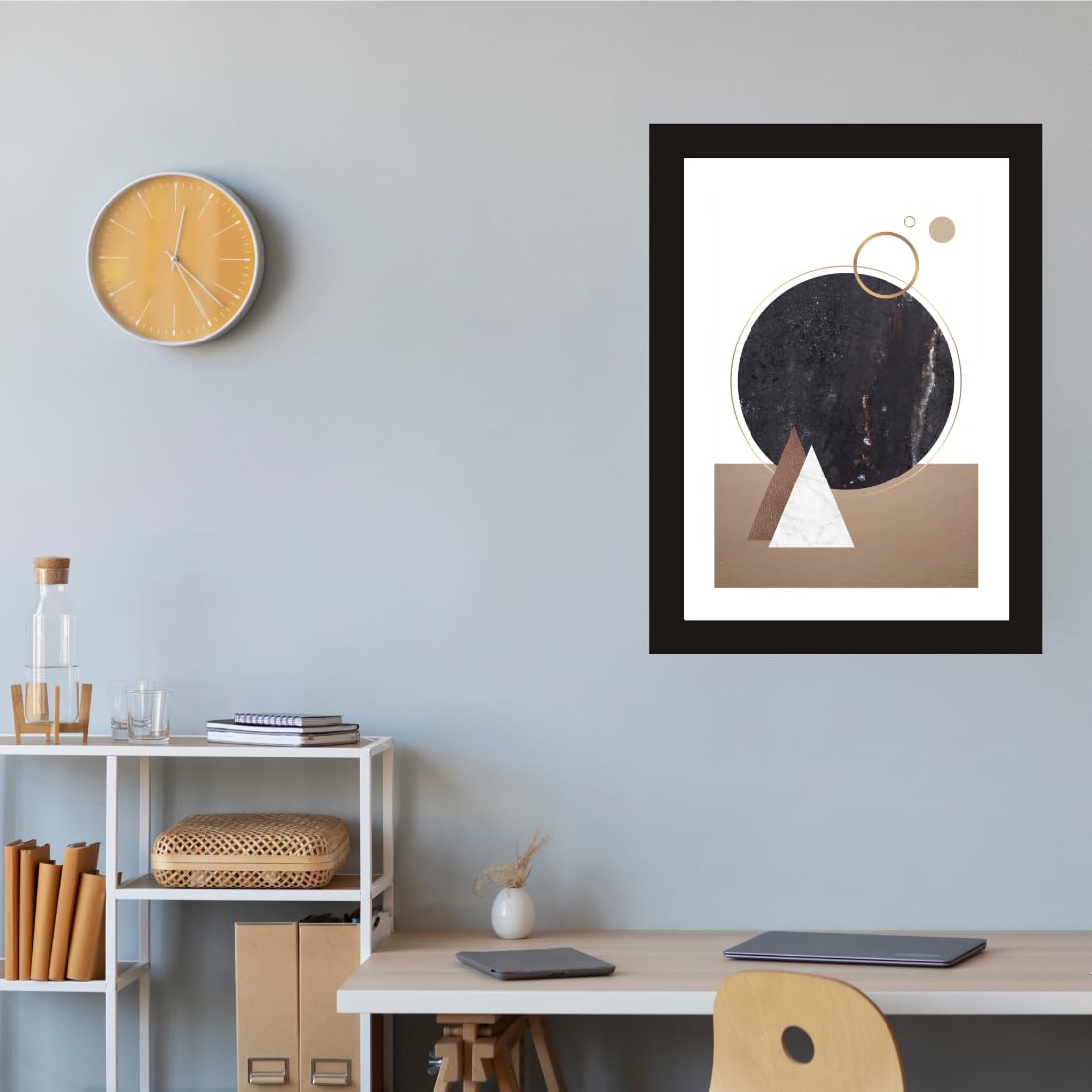 CRAFT QUEST Abstract Modern Techno Harmony Art Poster Frame for Home & Office Wall Decoration - Portrait, Wall Display (Black, 14x10 Inch Frame with Art Print) (Tropical Reverie)