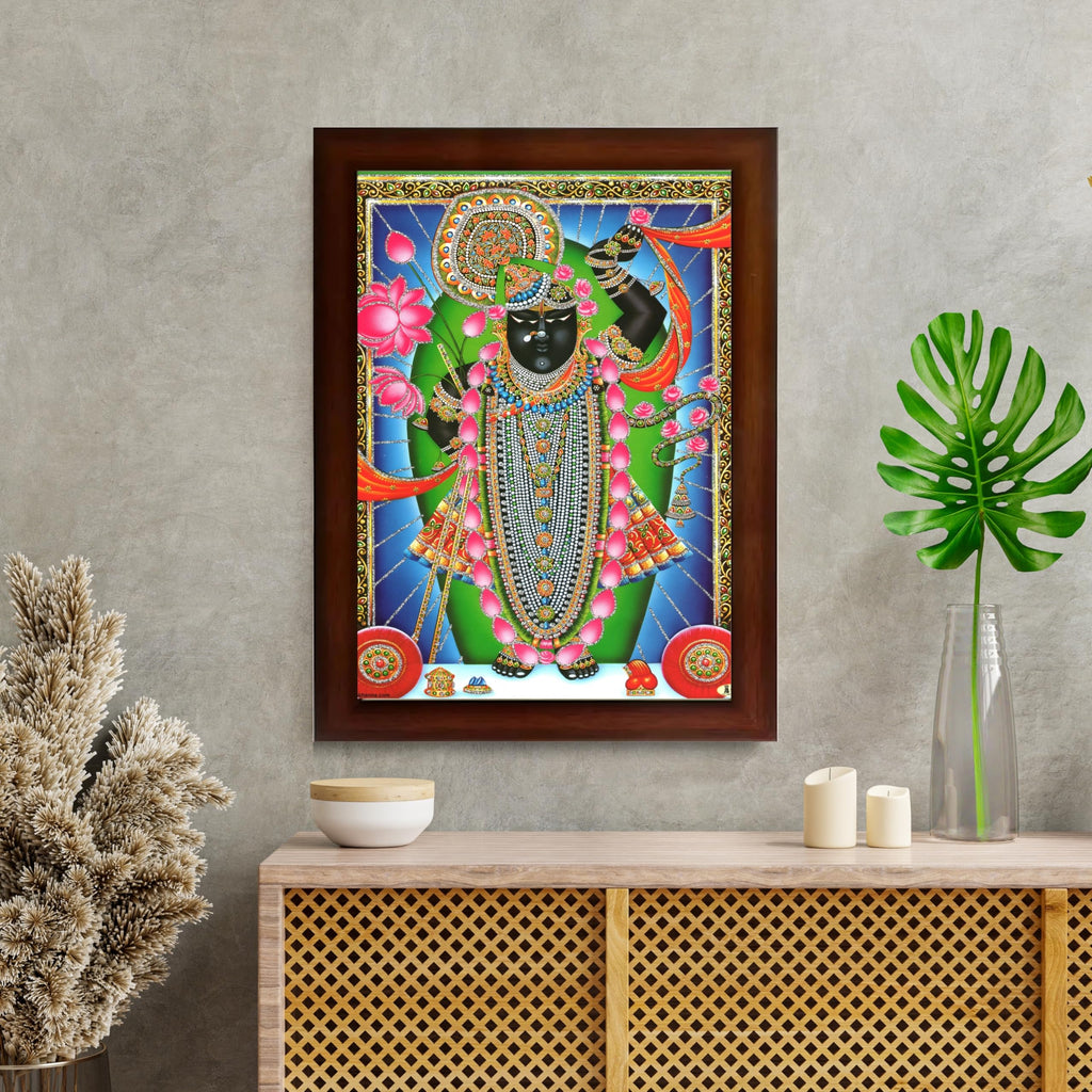 CRAFT QUEST Shrinathji Photo with Frame | Shreenathji Photo with Frame Religious Framed Painting