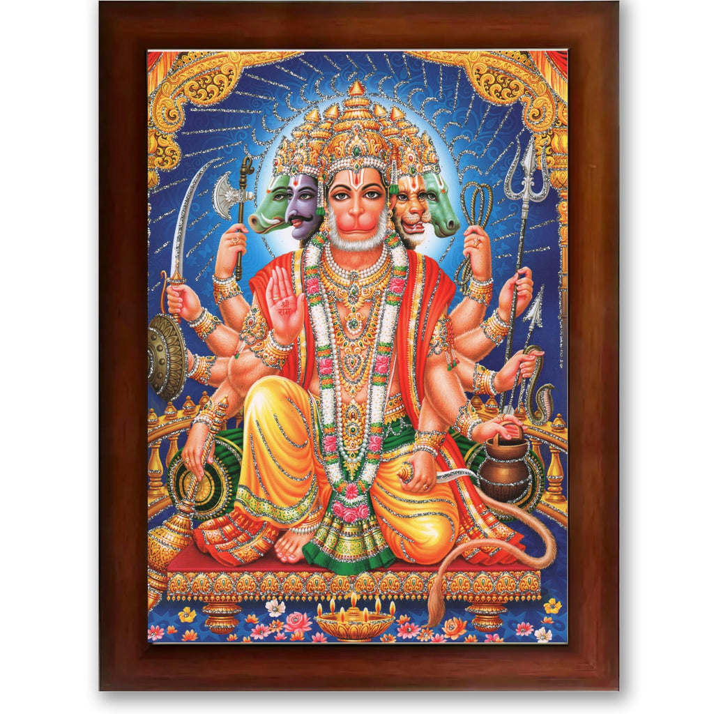 CRAFT QUEST Panchmukhi Hanuman JI | Bajrangbali Religious Photo frame