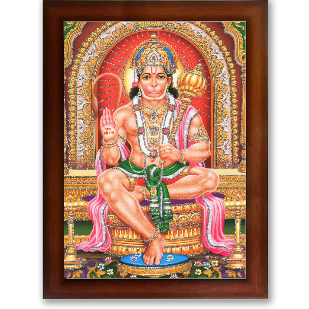 CRAFT QUEST Hanuman JI | Bajrangbali Religious Photo frame Decorative Item Synthetic frame