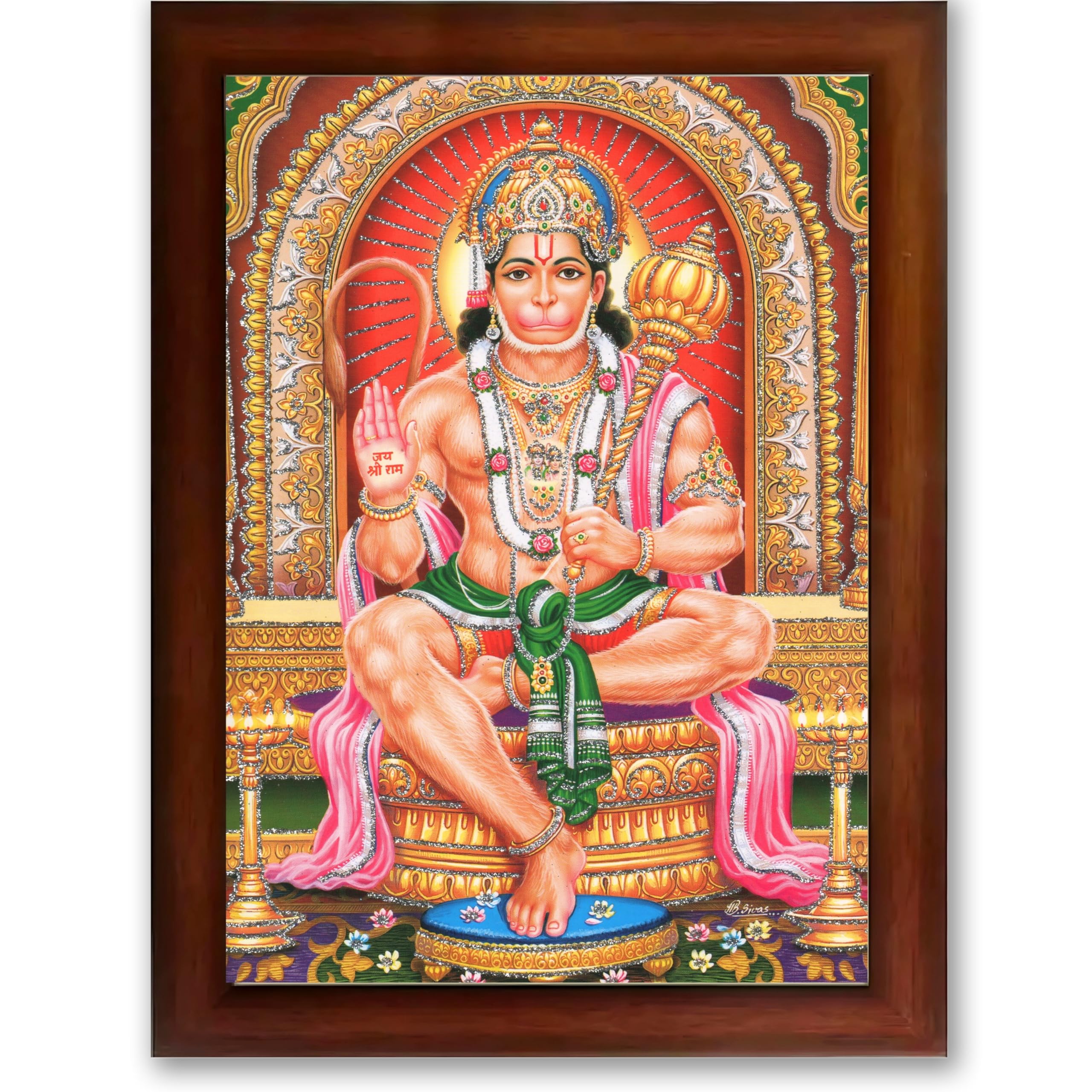 CRAFT QUEST Hanuman JI | Bajrangbali Religious Photo frame Decorative Item Synthetic frame