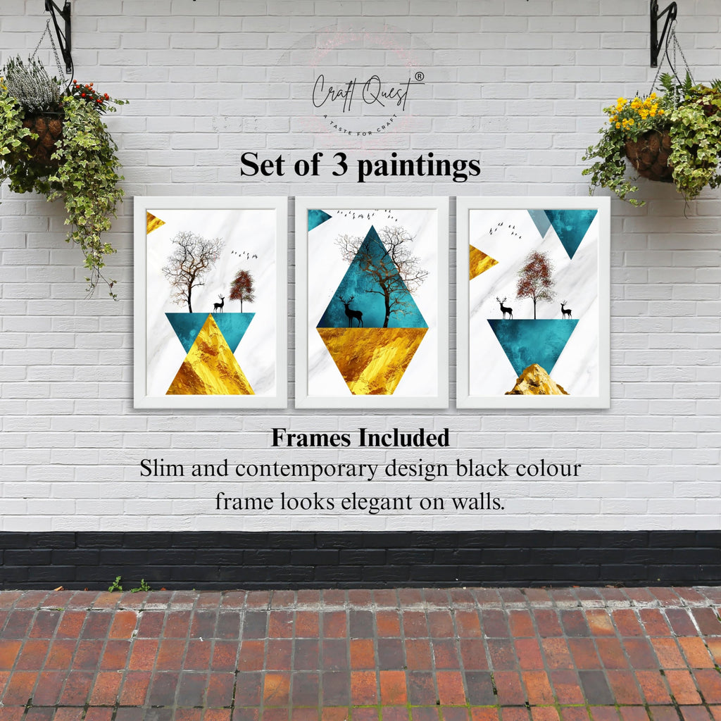 CRAFT QUEST Abstract Modern Art Wall Frame | Set of 3 Frames for Home Decoration | Ideal for Living Room, Bedroom & Offices