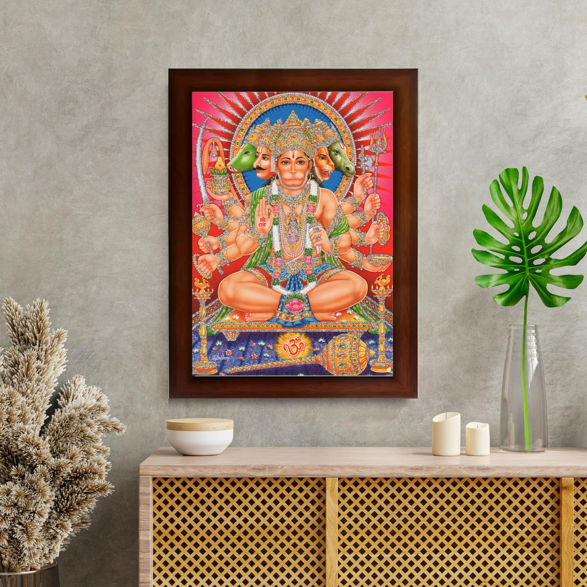 CRAFT QUEST Panchmukhi Hanuman JI | Bajrangbali Religious Photo frame home Decorative item