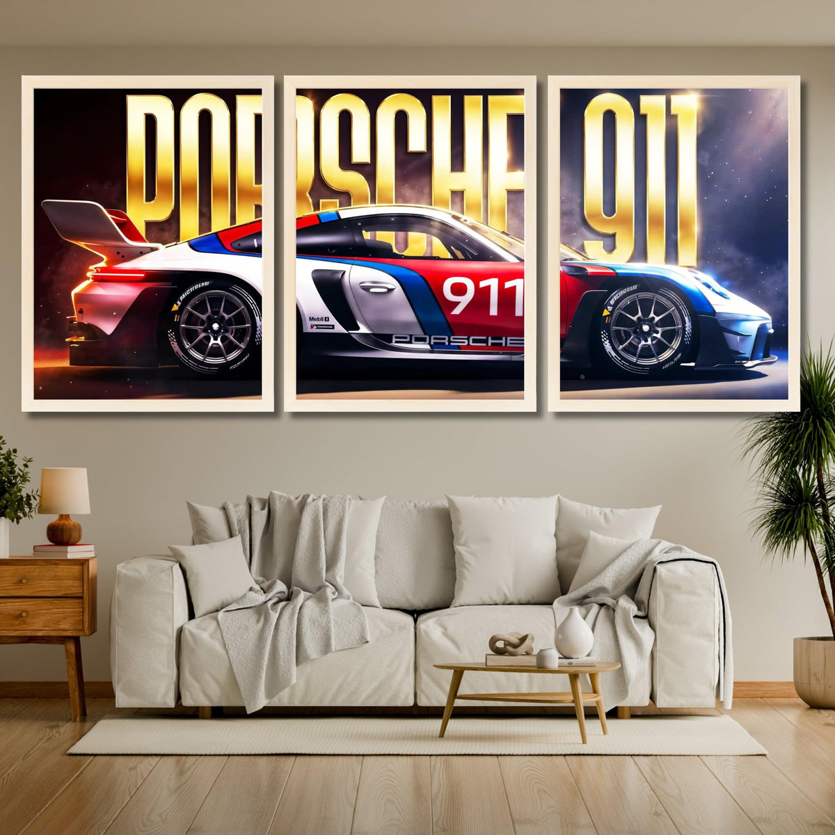 VENUXE ARTS Set Of 3 Big Sports Cars Framed Posters Gift Items for Boys Room Wall Decoration Bedroom Living Room Office Studio Décor | Car Poster Frame for Wall Décor