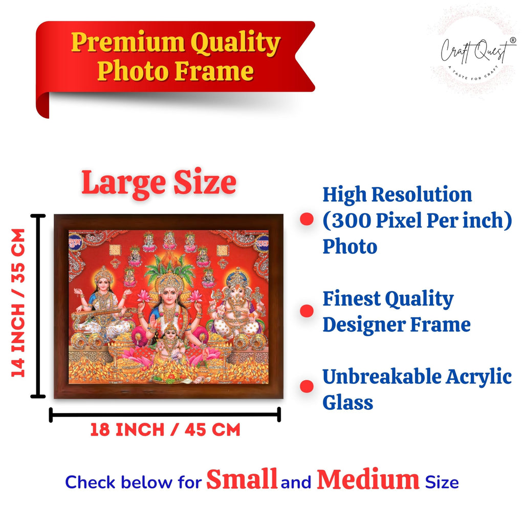 CRAFT QUEST Lakshmi Devi Dhana Laxmi Maa Wall Painting Frame for Diwali,Temple, Pooja, Living Room Home and Decor