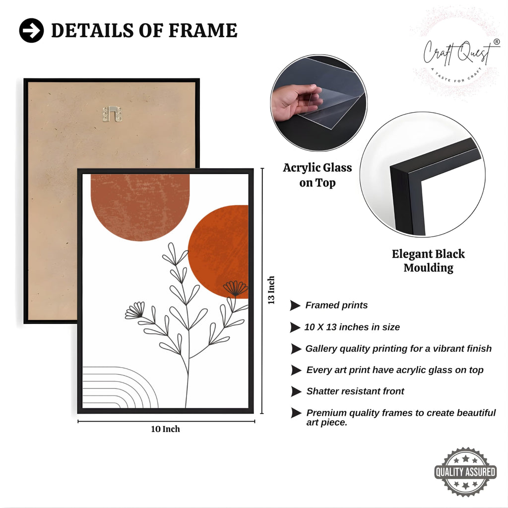 CRAFT QUEST Wall Art Decor Paintings | Set of 3 Abstract Wall Art Frames for Home Decoration | Ideal for Living Room, Bedroom & Offices