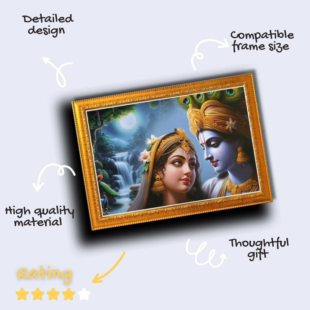 CRAFT QUEST Radha Krishna Art Photo Framed Painting for Home and Bedroom Wall Decoration of Size 14X10 Inches with Frame And Acrylic Glass RK206