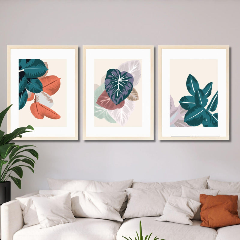 CRAFT QUEST Wall Art Decor Paintings | Set of 3 FLORAL Wall Art Frames for Home Decoration | Ideal for Living Room, Bedroom & Offices