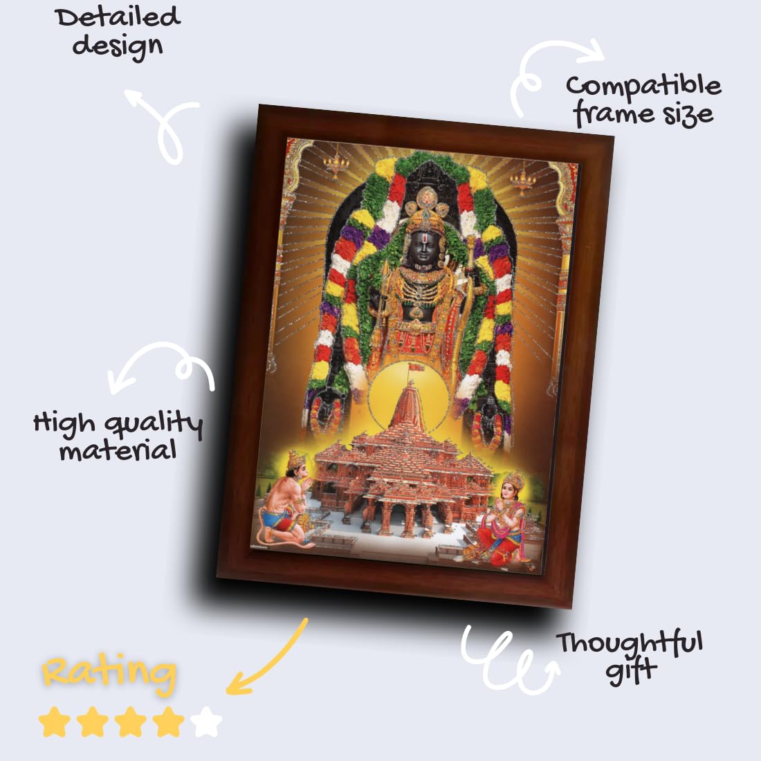 CRAFT QUEST Shree Ram lalla Ayodhya Sparkle Coated Framed with Acrylic glass, Home Decorative Gift Item Painting (14 X 10 Inches, Multicolour,Religious) RD1013-510