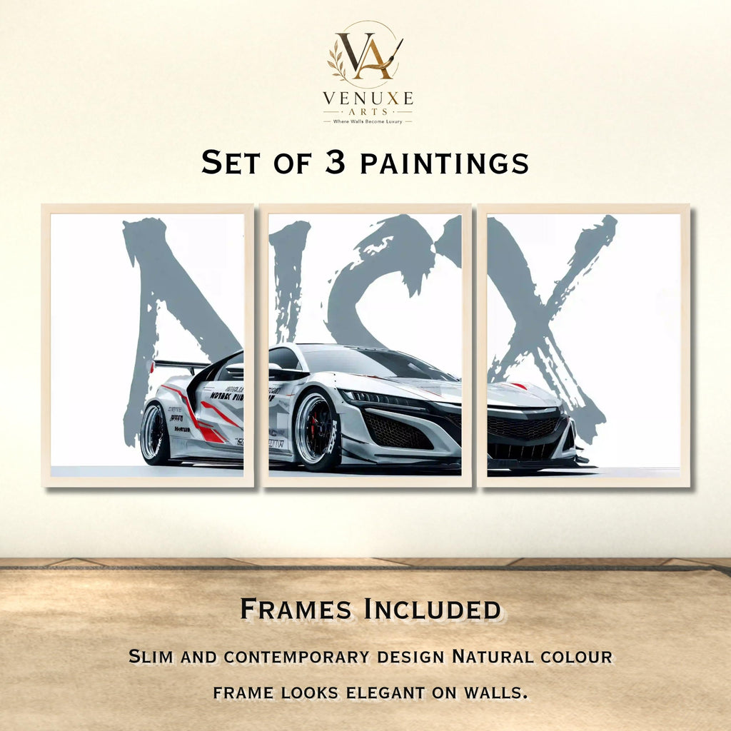 VENUXE ARTS Set Of 3 Big Sports Cars Framed Posters Gift Items for Boys Room Wall Decoration Bedroom Living Room Office Studio Décor | Car Poster Frame for Wall Décor