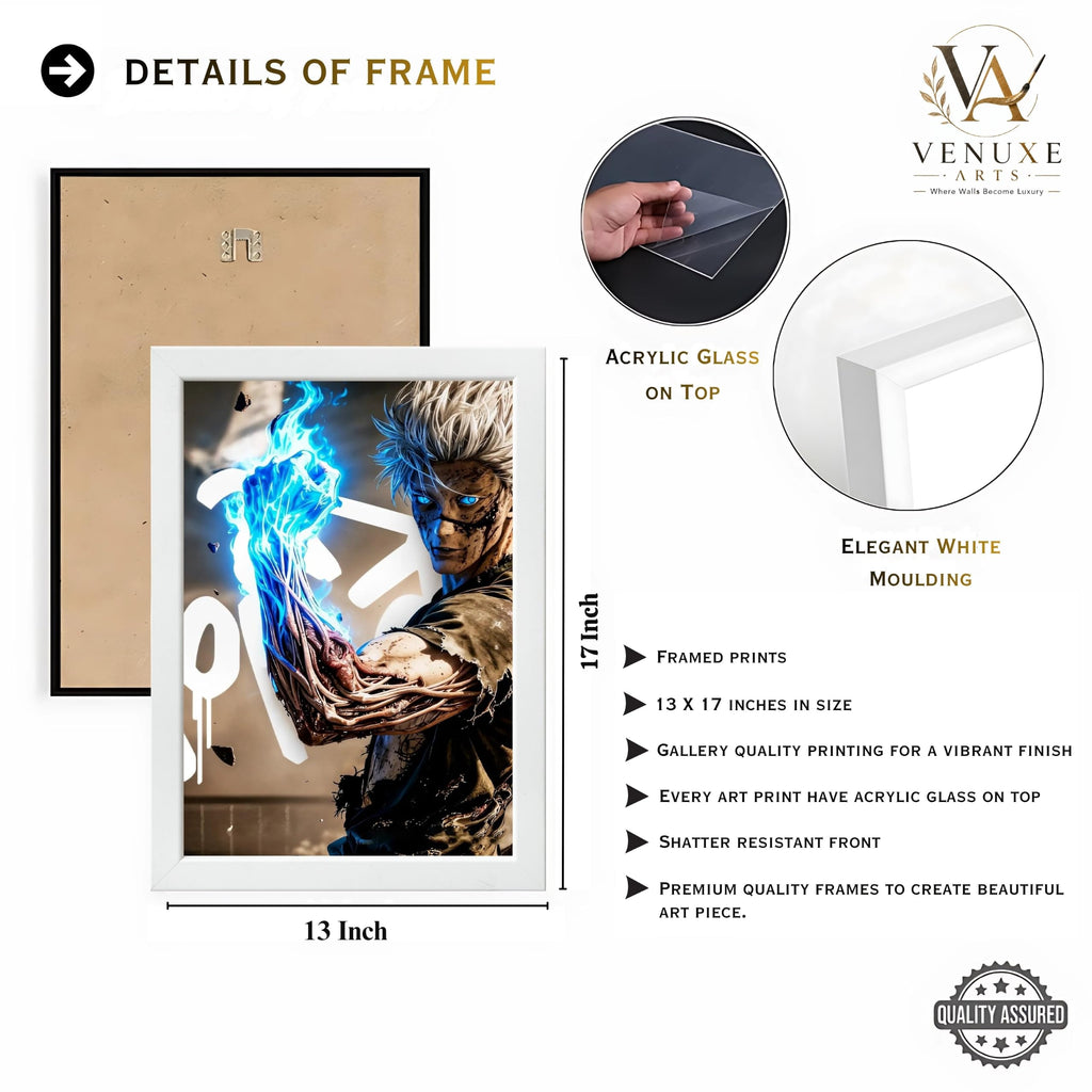 VENUXE ARTS Set Of 3 Anime Characters Wall Framed |Anime Characters Framed Poster for Living Room Bedroom Gaming Room Studio Wall Decor