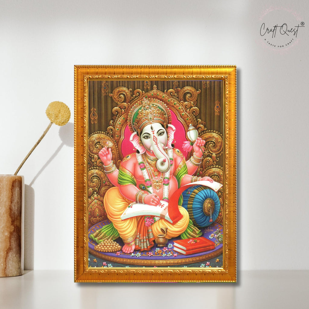 CRAFT QUEST Lord Ganesh Ganpati ji Modern Wall Painting With Frame For Home and Office Decor