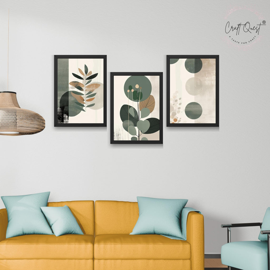 CRAFT QUEST Three Pieces Artwork | Set of 3 Frames for Home Decoration | Ideal for Living Room, Bedroom & Offices