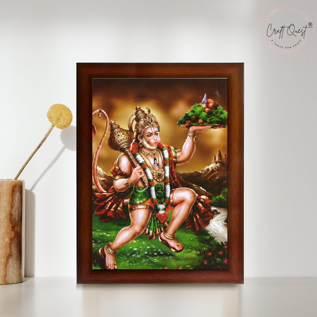 CRAFT QUEST Lord Bajrang Bali Hanuman Ji Photo Frame | Acrylic Glass, Lightweight & Waterproof | Ideal for Home, Office, Temple & Puja Room Wall Decor