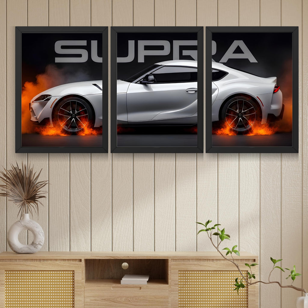 VENUXE ARTS Set Of 3 Big Sports Cars Framed Posters Gift Items for Boys Room Wall Decoration Bedroom Living Room Office Studio Décor | Car Poster Frame for Wall Décor
